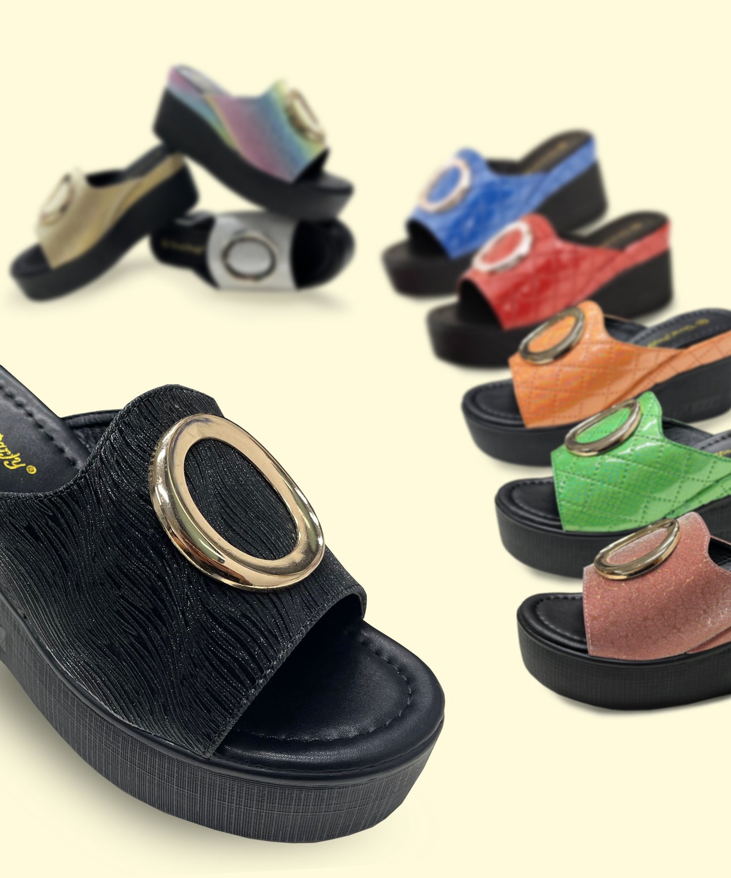 QSGFC New Fashion Simple Gold Flash Matte Surface Ladies Sandals Shoes Bag Set With Waterproof Platform