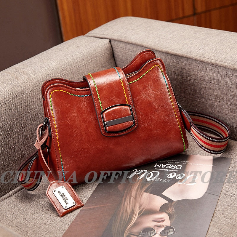 CFUN YA  Solid Color PU Leather Bucket Crossbody Bags for Women Fashion Brand Designer Handbags and Purse Ladies Shoulder Pack