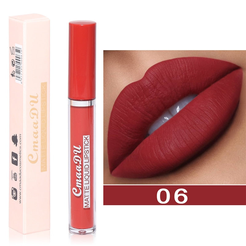 9Colors Matte Liquid Lipsticks Waterproof Ultra Velvet Lip Stick Pigment Sexy Red Nude Long Lasting Lip Gloss Makeup