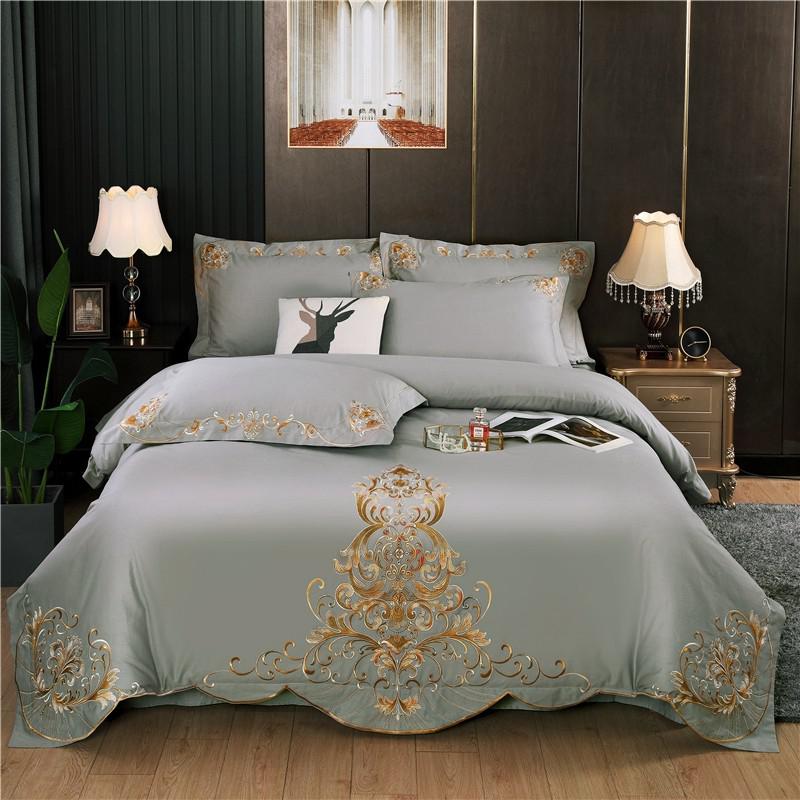 Bedding Set- Double Queen King 4Pcs Embroidery Chic Boho Comforter Cover set Premium Cotton Soft Bedding Set Duvet cover Bed Sheet Pillowcase