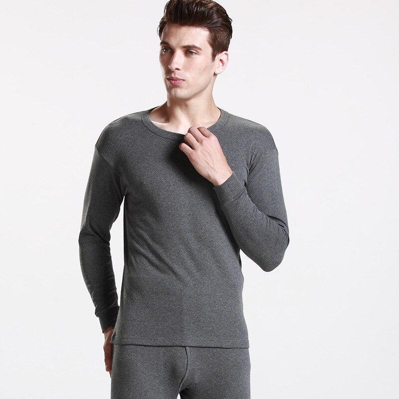 Men&#39;s Winter Thermal Underwear set Thermal Insulation Cotton Wool Long Sleeves Men Thermal Clothing Round Neck  Men&#39;s Underwear