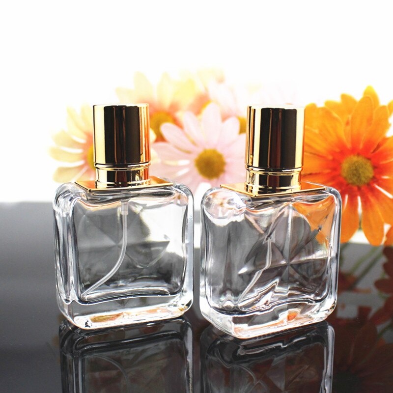30ML Transparent Perfume Bottle Thick Glass Spray Bottle Square Empty Cosmetic Container Travel