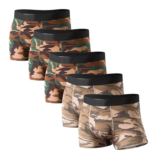5PCS/ lot Boxer Homme Men Underwear Boxer Man UnderWear Shorts Men Panties Underpants Breathable Camouflage Comfort Cotton