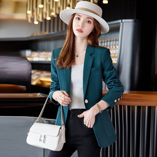 Women Blazer Chic Office Lady Blazer Vintage Coat Fashion Notched Collar Long Sleeve Outerwear Stylish Ladies Tops Women Clothes