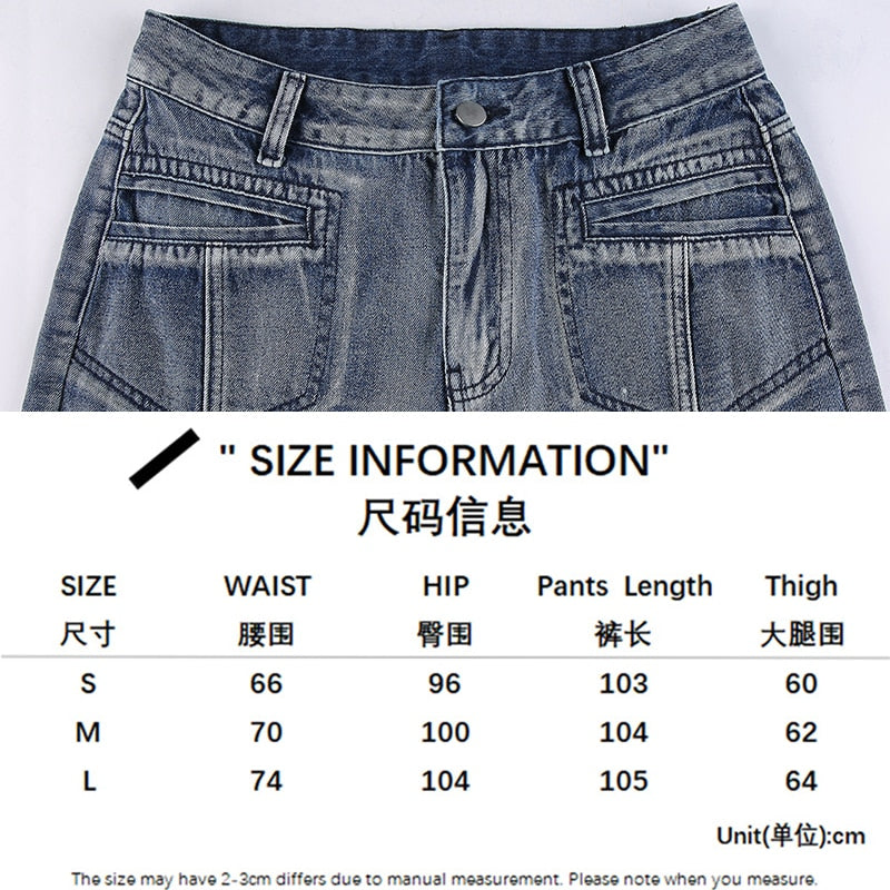 Vintage Jeans woman Low Waisted Pockets Trousers Baggy Casual  women Denim Cargo Pants Women Straight Hot Korean Jeans 90s