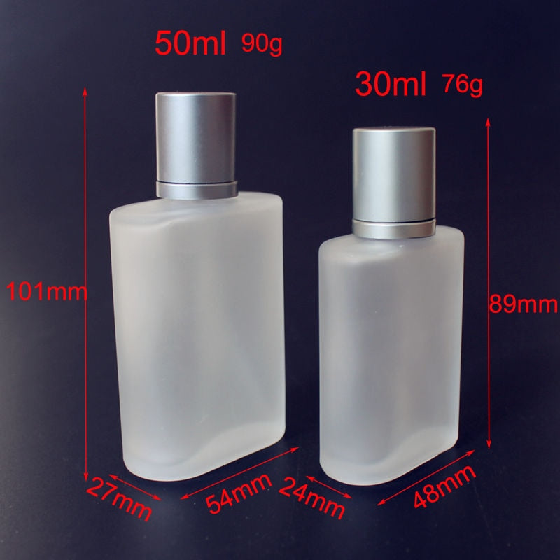 10pcs 30ML 50ML 100ML Square Frosted Glass Perfume Spray Bottles  Packaging Bottle Refillable Atomizer Travel Cosmetic Container