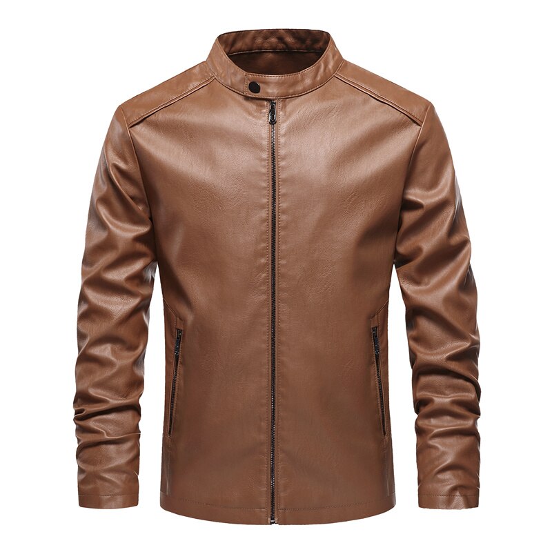 Men’s Motorcycle Windproof Jacket 2022 Autumn Winter Men New Faux PU Leather Jackets Male Fleece Casual Solid Biker Zipper Coats