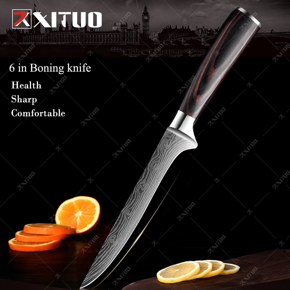 XITUO Kitchen Knives set 1-10PCS Chef knife High Carbon Stainless Steel Santoku knife Sharp Cleaver Slicing Knife Best Choice