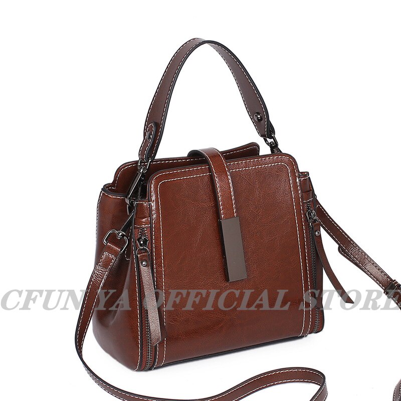 CFUN YA Luxury Genuine Leather Square Bag For Women Autumn Winter Ladies Shoulder Bags Crossbody Messenger Pack Female Handbag