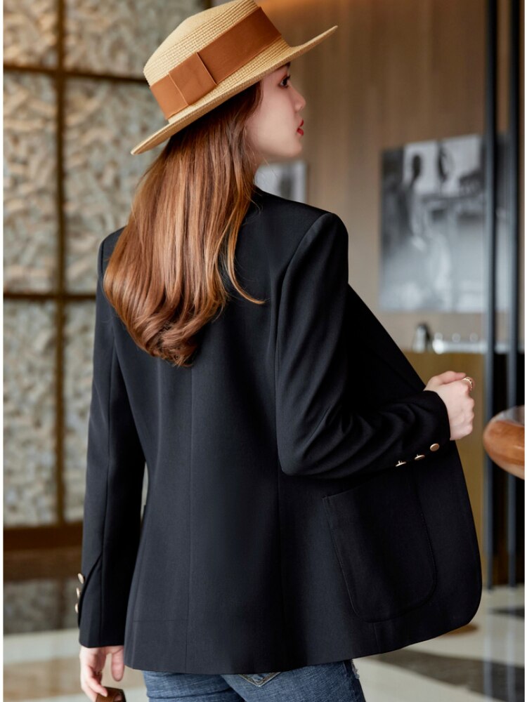 Women Blazer Chic Office Lady Blazer Vintage Coat Fashion Notched Collar Long Sleeve Outerwear Stylish Ladies Tops Women Clothes