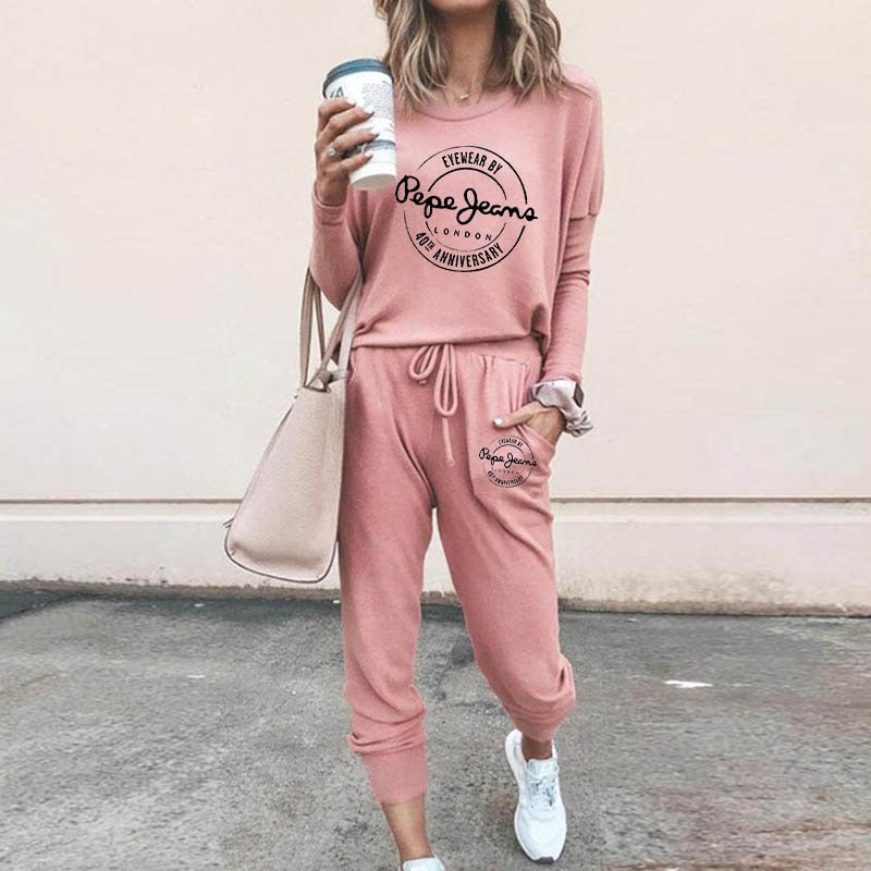 High Quality Women&#39;s Tracksuit Casual Daily Sports Home Wear Woman Shrink Sleeves Sweatshirt +Sweatpants Two-piece Suit(7colors)