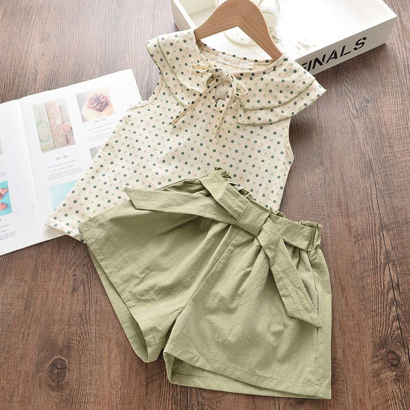Menoea Toddler Girls Clothes Sets 2022 New Summer Patchwork T-shirts + Plaid Bow Shorts Casual Outfits Baby Kids Clothing Suits