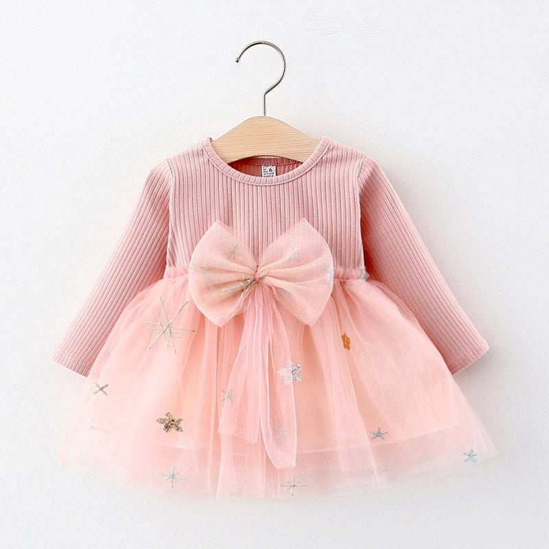 Menoea Infant dress Autumn 2022 Baby Girl Clothes Newborn Kids Long Sleeve Dresses Children Girl Cartoon Bear Pattern Cute Dress