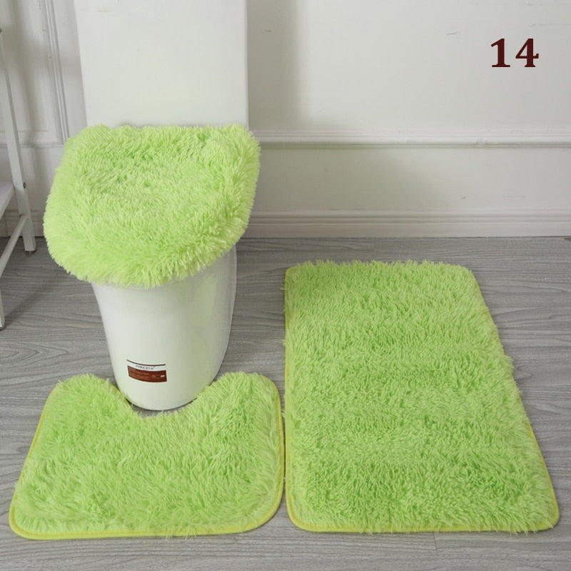 30Styles 3Pcs Plush Toilet Lid Cover Mat Set Anti Slip Anti-static Soft Bathroom Shower Carpets Wear-resistant Floor Rugs