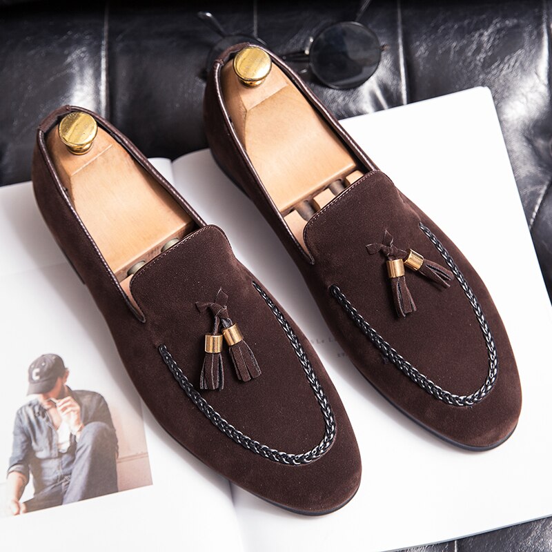 Designer 2022New Mens Leather Casual Shoes for Men Tassel Loafers Comfortable Black Brown Moccasins suede mens shoes mocasines