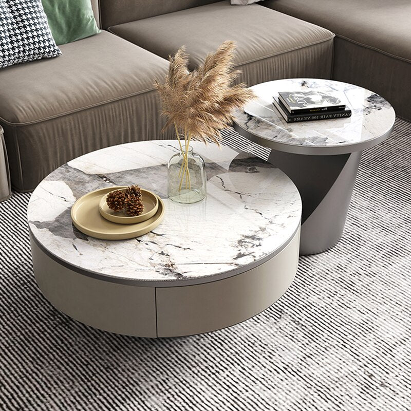 Nordic Luxury Coffee Tables Living Room Metal Low Minimalist Side Table Set Of Round Stainless Steel Table Basse Home Furniture