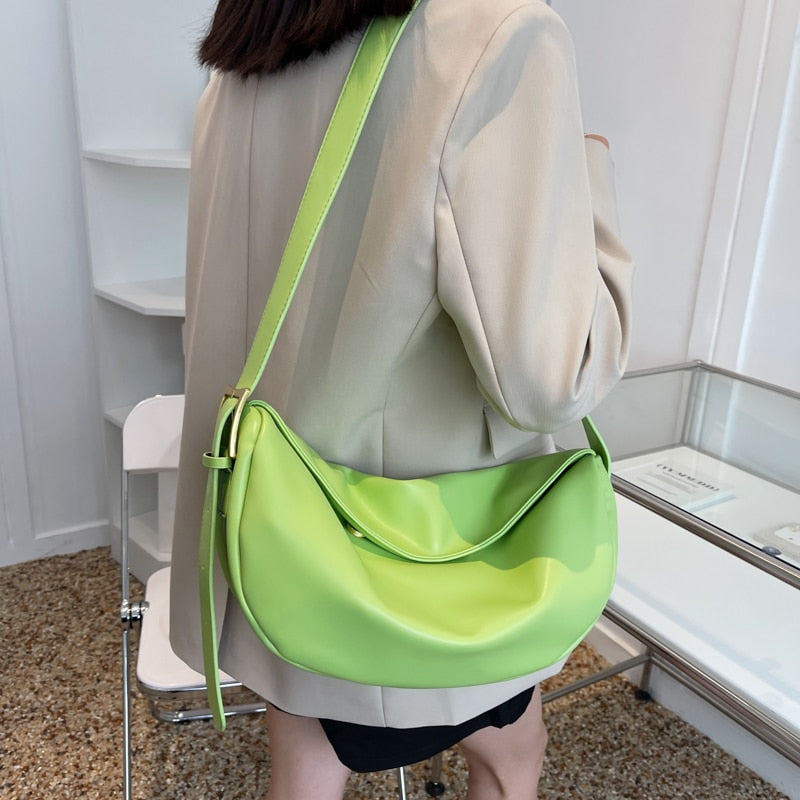 new luxury designer handbag women soft leather shoulder bags solid color large crossbody bag for girl sac a main Casual Hobo Bag