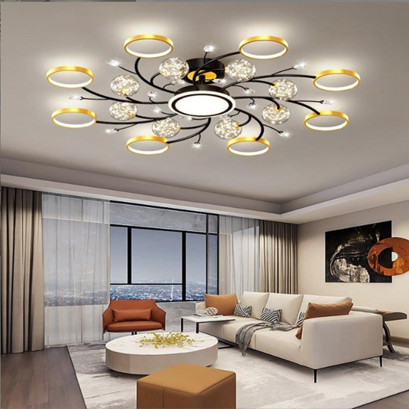 Living Room Modern Chandelier Light Luxury Starry LED Bedroom Ceiling Lamp Nordic Minimalist Restaurant Interior Decoration Lamp