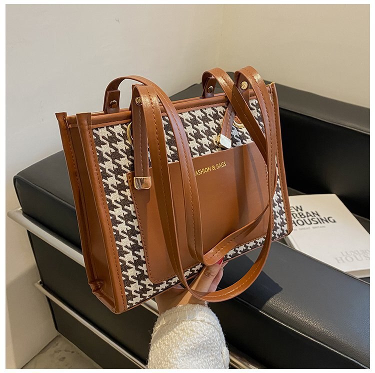 TRAVEASY 2023 New Bag Female Korean Fashion Leopard Print Plaid Large Capacity Tote Bag handbags Bill of Lading Shoulder Bag