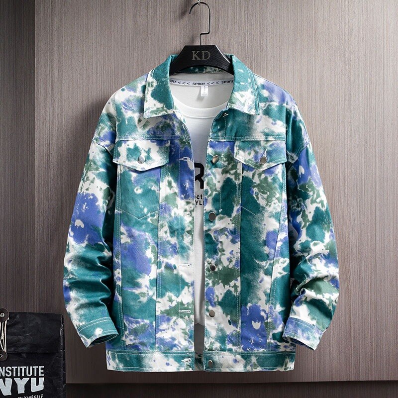 Korean version youth men&#39;s camouflage denim jacket spring new loose top men&#39;s jacket