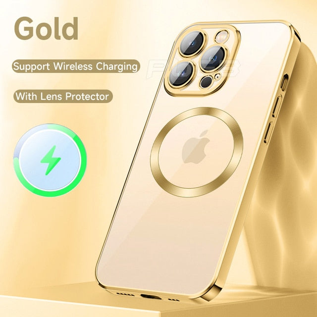 Luxury For Magsafe Magnetic Wireless Charging Case For iPhone 13 12 11 14 Pro Max Soft Silicone Transparent Shockproof Cover