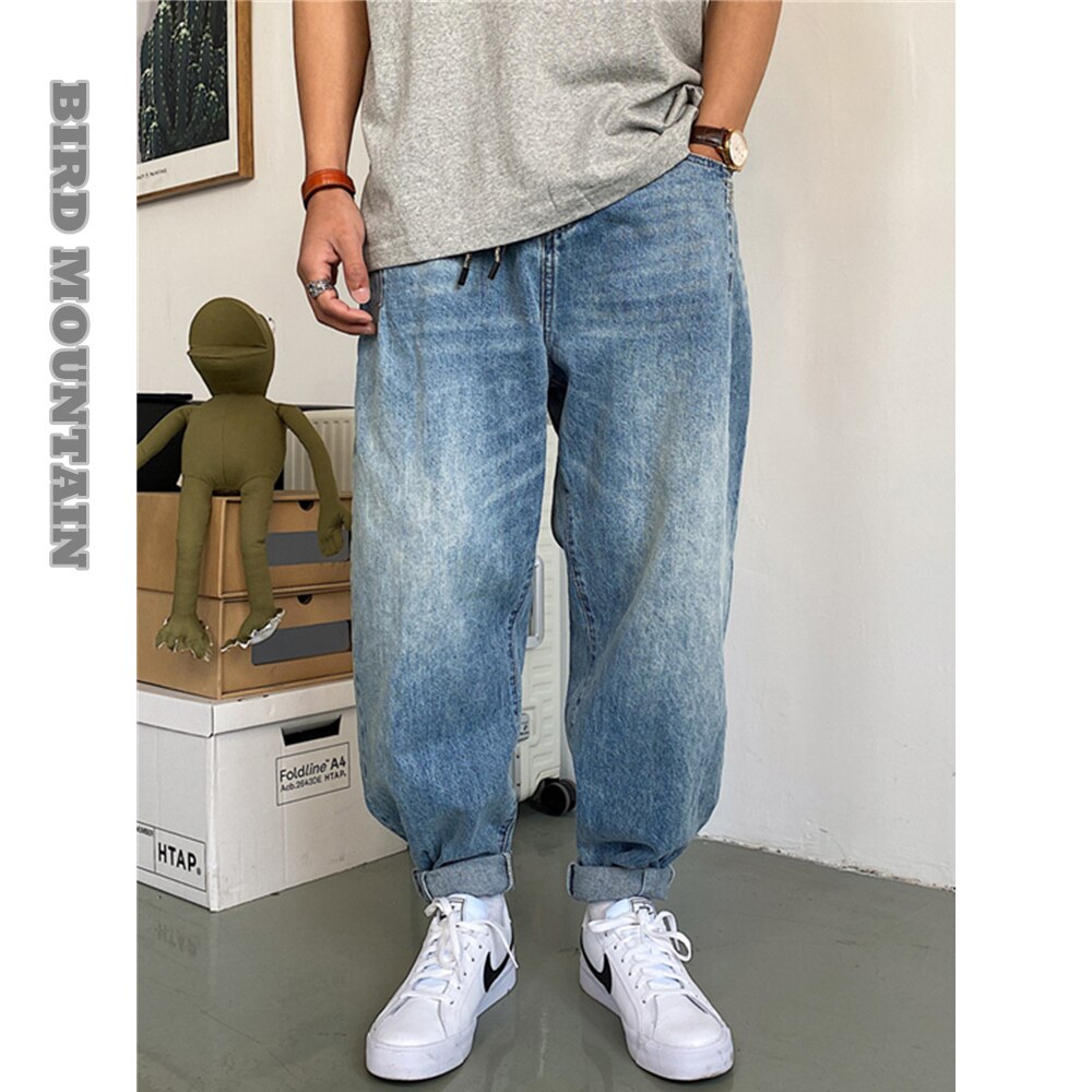 2022 Spring Autumn Japanese Streetwear Retro Casual Denim Cargo Pants Men Clothing Loose Straight Harem Trousers Harajuku Jeans