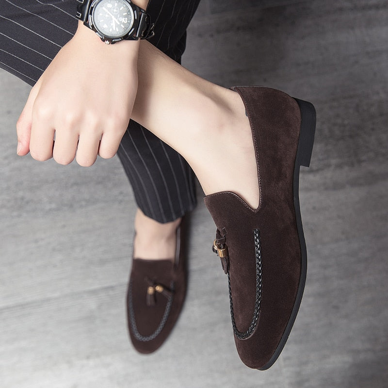 Designer 2022New Mens Leather Casual Shoes for Men Tassel Loafers Comfortable Black Brown Moccasins suede mens shoes mocasines