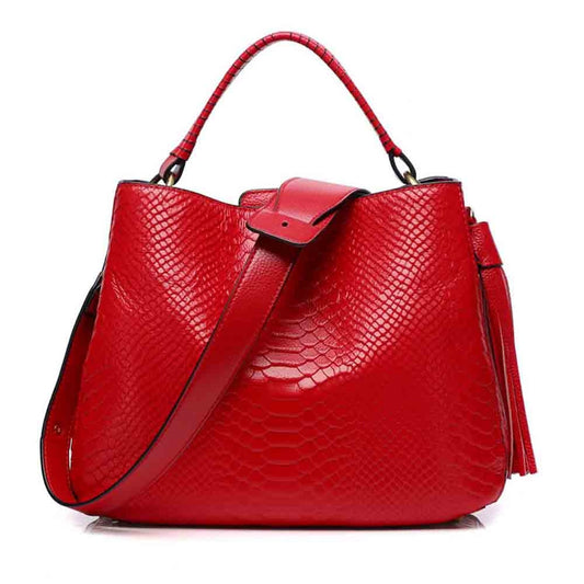 Motingsome Fashion Woman Serpentine Bag Genuine Leather Handbag Pure Color Elegant Ladies Offcie Work Shoulder Bag Cowhide 2022