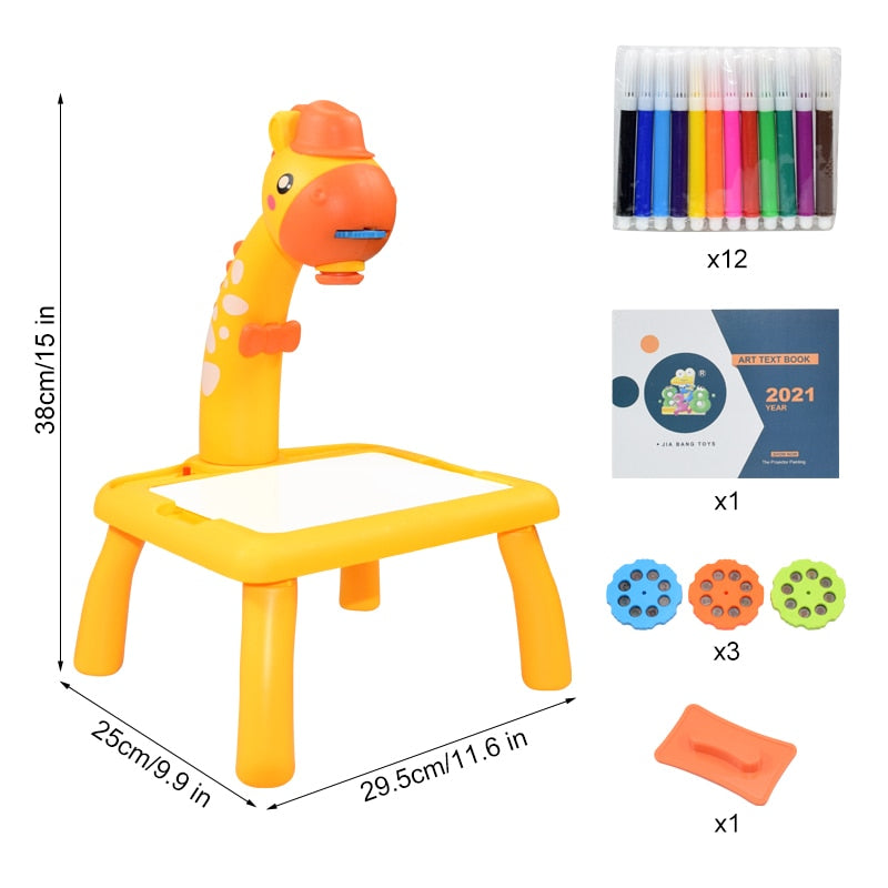 Children Led Projector Art Drawing Table Toys Kids Painting Board Desk Arts Crafts Educational Learning Paint Tools Toy for Girl