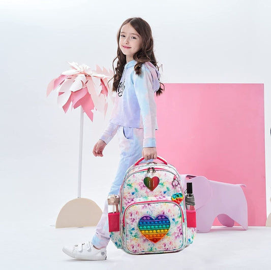 Bikab School Bags 3 In 1 Kids Bags for Girls Kawaii Backpack Waterproof Children School Bags for Girl 16&quot; Bags for Girls Set Bag