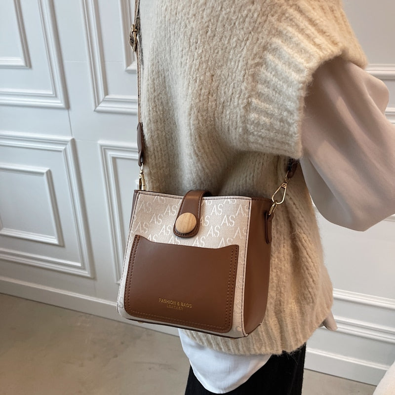 Casual Designer Women&#39;s Bag 2022 Trend Simple Bucket Crossbody Bags Wide Shoulder Handbags Elegant Wild Female Shoulder Bags Sac