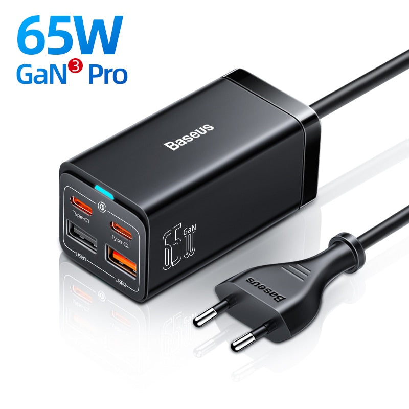 Baseus GaN 100W 65W Desktop Charger Quick Charge 4.0 QC 3.0 PD USB-C Type C USB Fast Charging For MacBook Samsung iPhone Laptop
