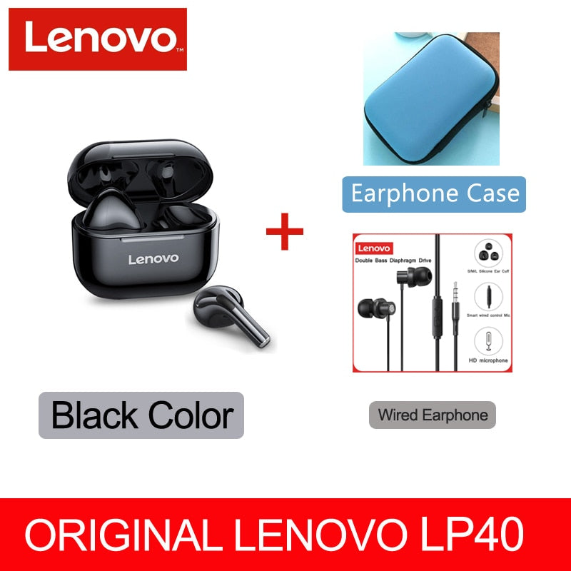 NEW Original Lenovo LP40 TWS Wireless Earphone Bluetooth 5.0 Dual Stereo Noise Reduction Bass Touch Control Long Standby 230mAH