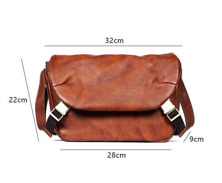 Soft Leather Men&#39;s Bag Messenger Bag Men&#39;s Ins Fashionable Shoulder Crossbody Bag Retro Casual Vegetable Tanning Leather Bags