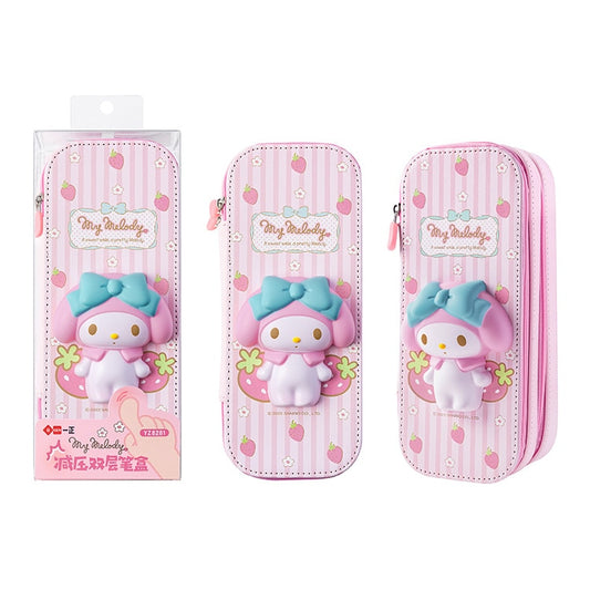 Sanrio PU Large Capacity Pencil Case Kawaii HelloKitty Cinnamoroll Melody School Pencils Bag Pouch Pen Case Supplies Stationery