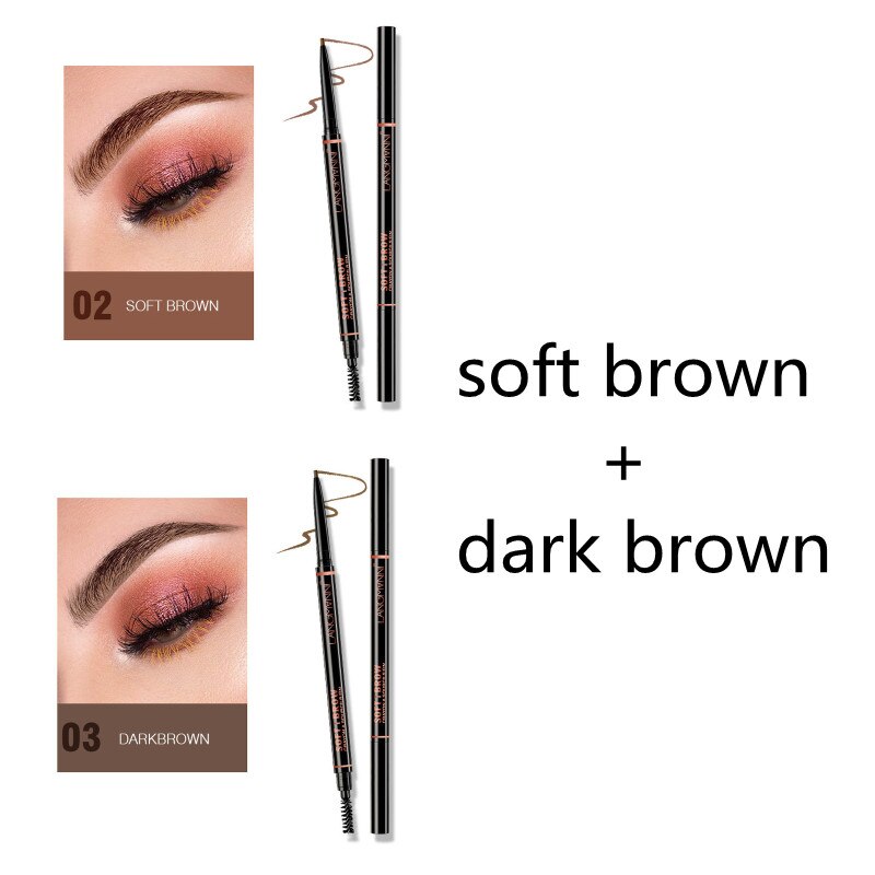 Waterproof Eyebrow Tattoo Pen Brow Enhancer Automatic Rotation Double Head Eye Makeup Natural Long-Lasting