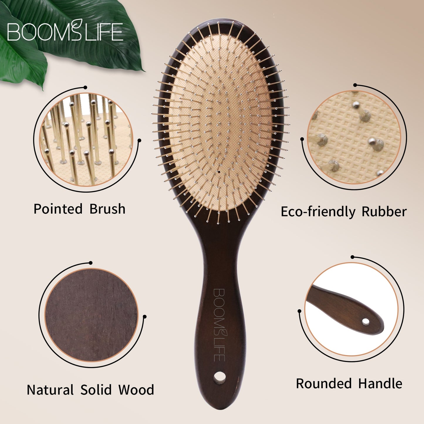 Steel Hair Brush Personalized Logo Wood Comb Metal Stainless Pin Hair Brushes Portable Detangling Hair Brush Massage Scalp Comb1
