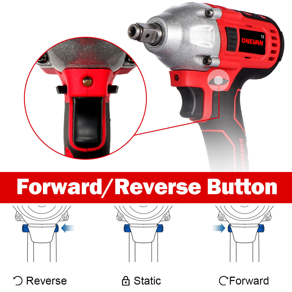 ONEVAN 588N.M Brushless Electric Impact Wrench 1/2inch Cordless Electirc Wrench w/22900mah Li-ion Battery For Makita 18v Battery