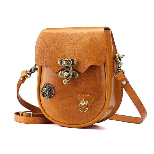 Women&#39;s Bag Handmade Leather Shoulder Bag Fashion New Vegetable Tanned Leather Messenger Bag