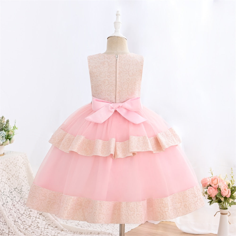 Yoliyolei 3pcs/set Bag Baby Dresses for Girls Christmas Toddler Kids Elegant Princess Jacquard Gown Children Party Dresses