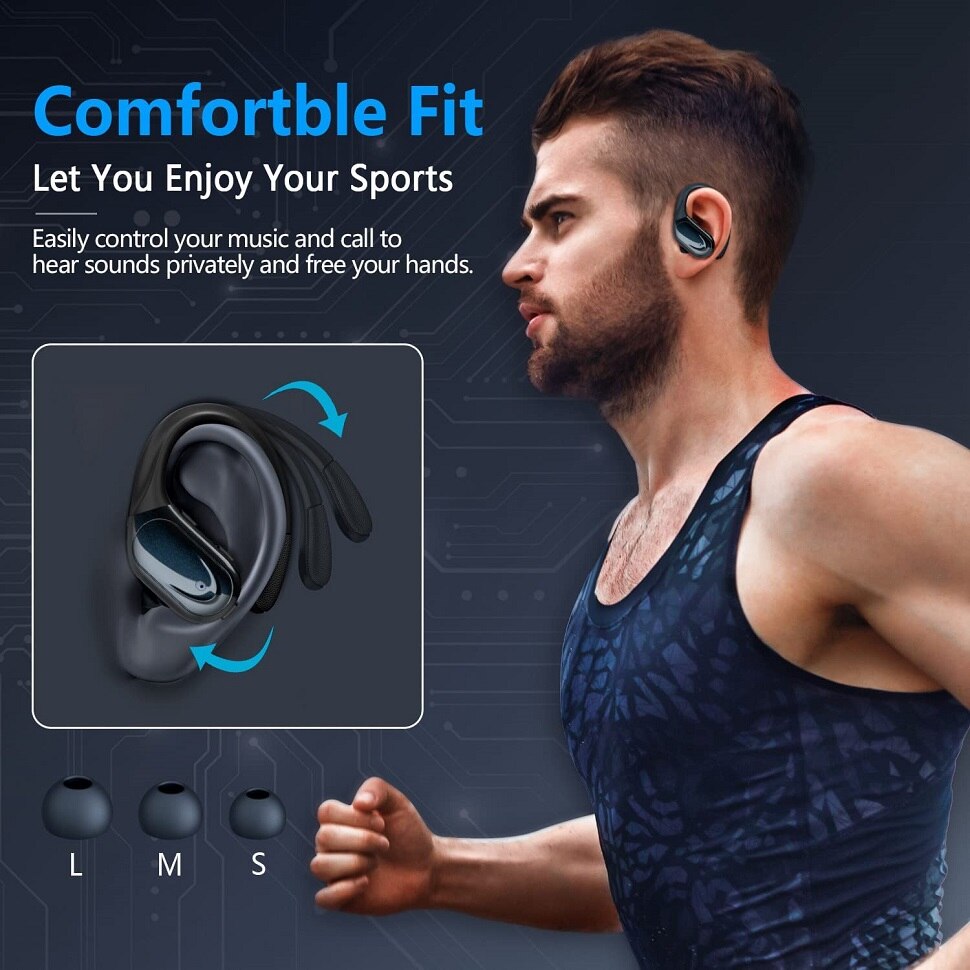 TWS Bluetooth 5.3 Earphones True Wireless Headphones With Mic Button Control Noise Reduction Earhooks Waterproof Sports Headset