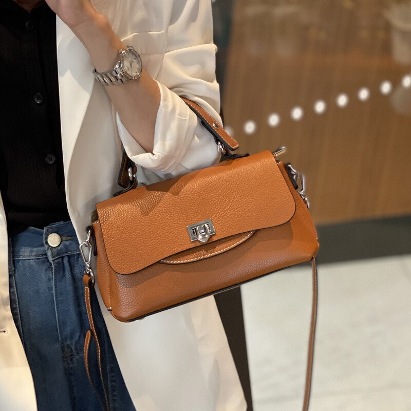 Genuine Leather Women&#39;s Bags New Fashion Ladies Casual Handbags Soft Cow Leather Versatile One Shoulder Messenger Bag Quality