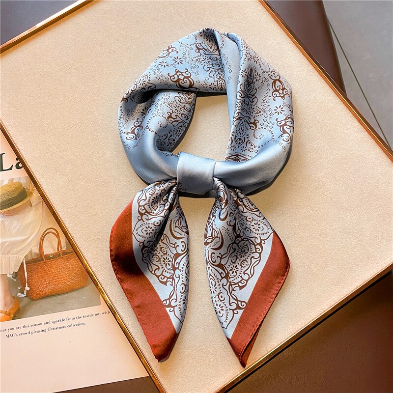 Design Silk Feeling Square Scarf Women Luxury 70cm Shawl Wraps Female Hair Hand  Wrist Foulard Headkerchief Hijab Bandana New