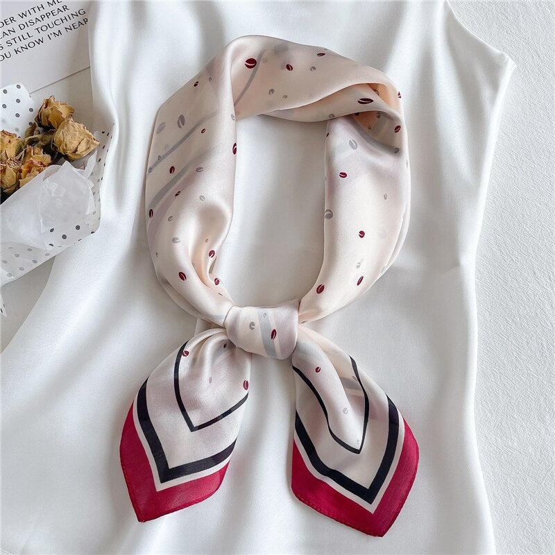 Design Silk Feeling Square Scarf Women Luxury 70cm Shawl Wraps Female Hair Hand  Wrist Foulard Headkerchief Hijab Bandana New