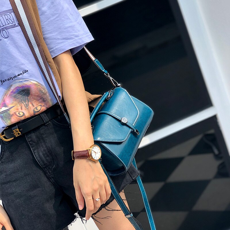 Small Leather Bag Women&#39;s 2022 Fashion Handbag Shoulder Bag Ladies Cowhide Purse Messenger Crossbody Bag Simple and Versatile