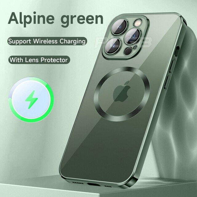 Luxury For Magsafe Magnetic Wireless Charging Case For iPhone 13 12 11 14 Pro Max Soft Silicone Transparent Shockproof Cover