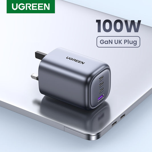 UGREEN UK Plug GaN 100W 65W Fast Charger for Macbook tablet Fast Charging for iPhone Xiaomi USB Type C PD Charge for iPhone 14