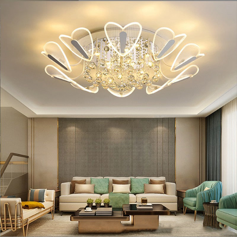 Hyundai K9 Crystal Ceiling Light Light Luxury Bedroom Dining Room Indoor Chandelier Simple Heart-Shaped Decorative