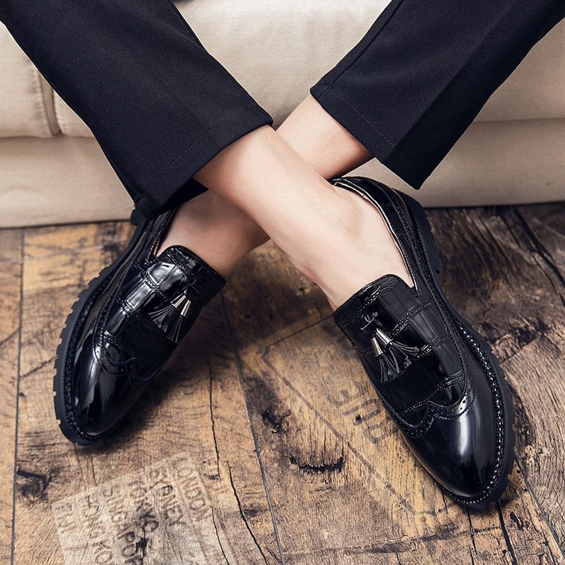 New Casual Loafers Men Leather Shoes, Fashion Wedding Party Shoes, Luxury Men Designer Business Flats Shoes Plus Size 38-47