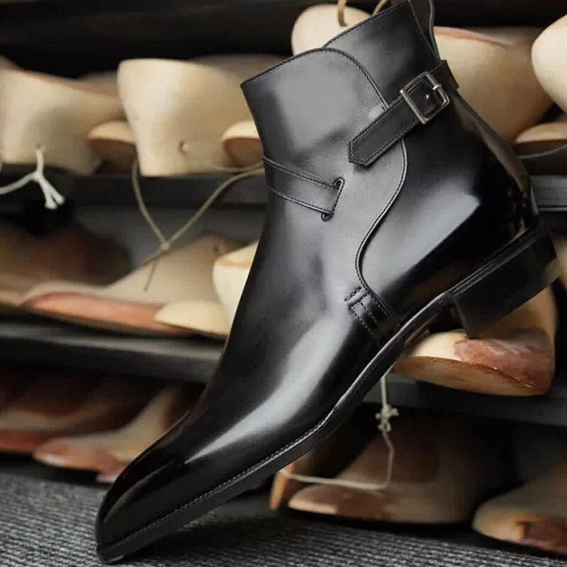 New Men Ankle Boots Brown Black Buckle Strap Classic Fashion Business Shoes for Men with Free Shipping Zapatillas Hombre